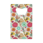 Floral patroon in retro-stijl creditkaart flessenopener (Voorkant)