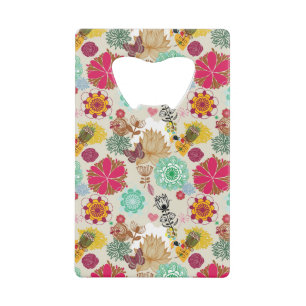 Floral patroon in retro-stijl creditkaart flessenopener