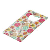 Floral patroon in retro-stijl creditkaart flessenopener (Voorkant Gekanteld)