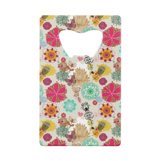 Floral patroon in retro-stijl creditkaart flessenopener (Achterkant)