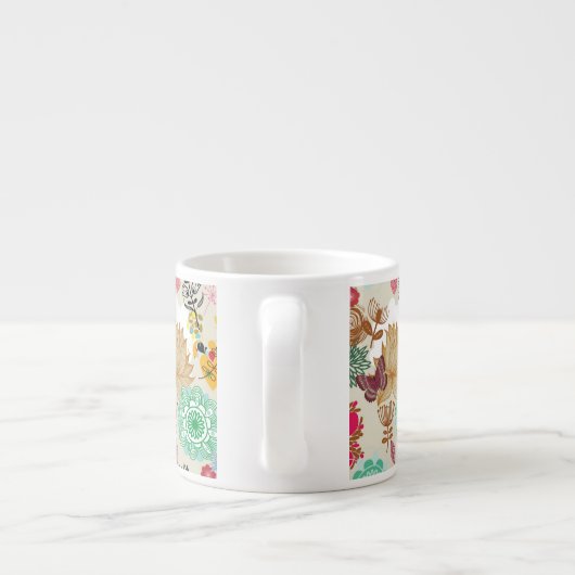 Floral patroon in retro-stijl espresso kop (Achterkant)