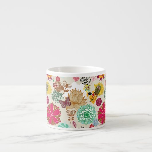 Floral patroon in retro-stijl espresso kop (Voorkant)