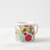 Floral patroon in retro-stijl espresso kop (Voorkant rechts)