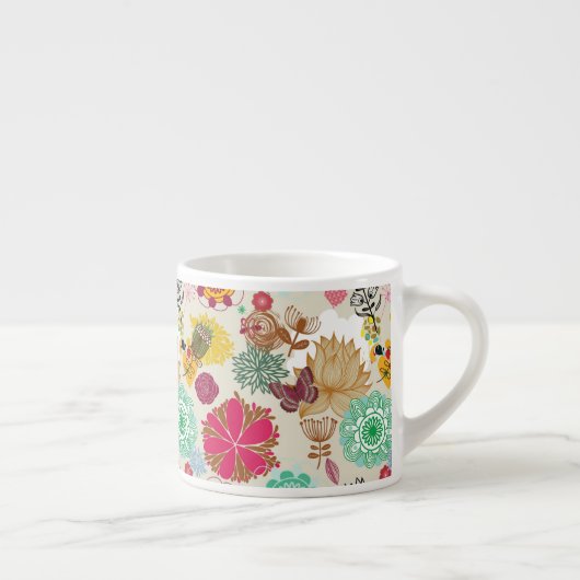 Floral patroon in retro-stijl espresso kop (Rechts)