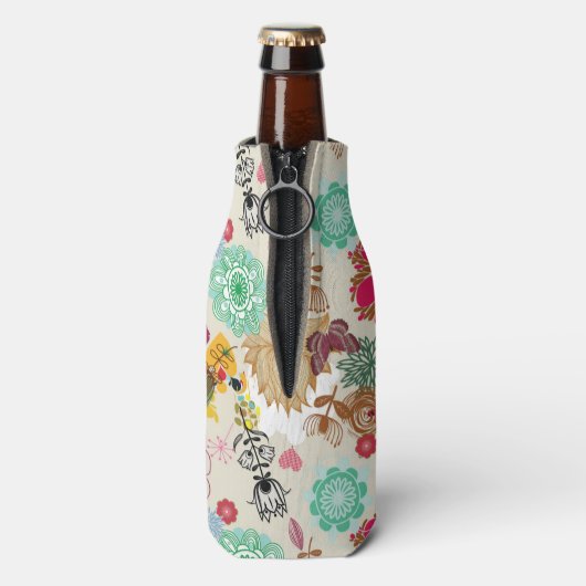 Floral patroon in retro-stijl flesjeskoeler (Fles Achterkant)