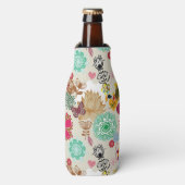 Floral patroon in retro-stijl flesjeskoeler (Fles Voorkant)