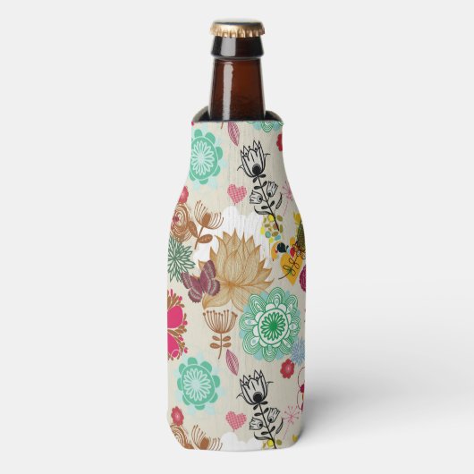 Floral patroon in retro-stijl flesjeskoeler (Fles Voorkant)