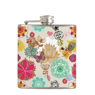 Floral patroon in retro-stijl heupfles