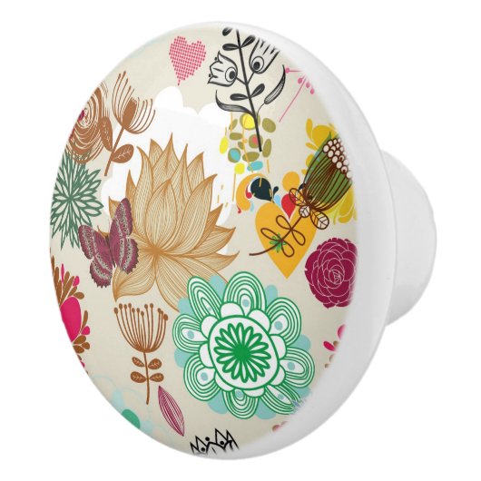 Floral patroon in retro-stijl keramische knop (Rechts)