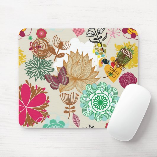 Floral patroon in retro-stijl muismat (Met muis)