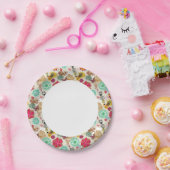 Floral patroon in retro-stijl papieren bordje (Feest)