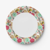 Floral patroon in retro-stijl papieren bordje (Voorkant)