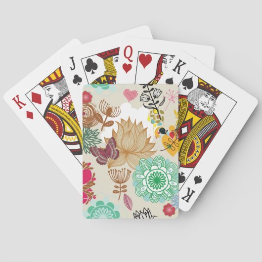 Floral patroon in retro-stijl pokerkaarten (Achterkant)