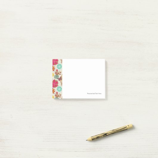 Floral patroon in retro-stijl post-it® notes (Op bureau)
