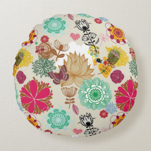 Floral patroon in retro-stijl rond kussen