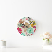 Floral patroon in retro-stijl ronde klok (Huis)