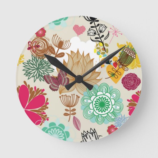 Floral patroon in retro-stijl ronde klok (Voorkant)