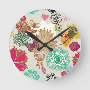 Floral patroon in retro-stijl ronde klok
