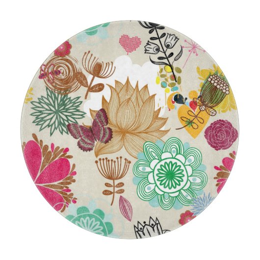 Floral patroon in retro-stijl snijplank (Voorkant)