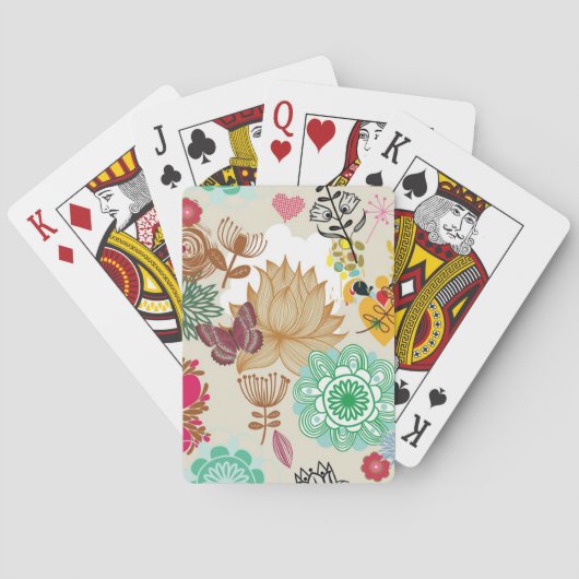 Floral patroon in retro-stijl speelkaarten (Achterkant)