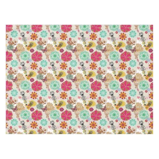 Floral patroon in retro-stijl tafelkleed (Voorkant (Horizontaal))