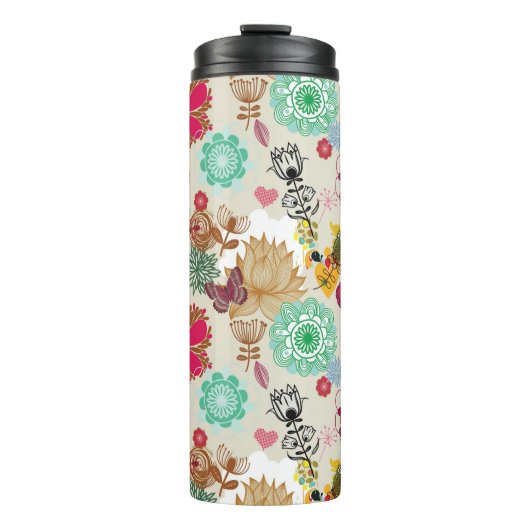 Floral patroon in retro-stijl thermosbeker (Voorkant)