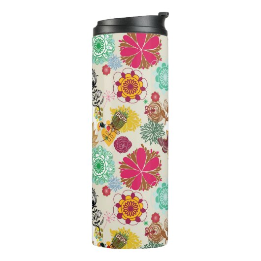 Floral patroon in retro-stijl thermosbeker (Gedraaid links)