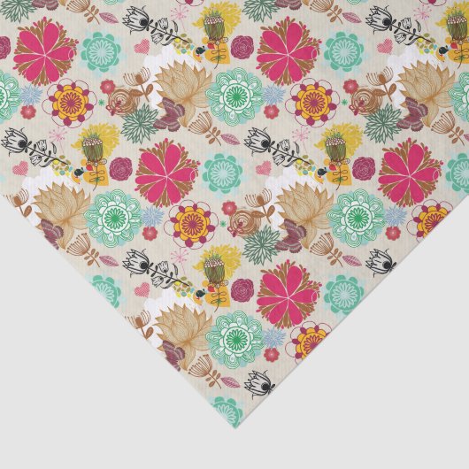 Floral patroon in retro-stijl tissuepapier (Detail)