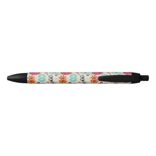 Floral patroon in retro-stijl zwarte inkt pen (Achterkant)