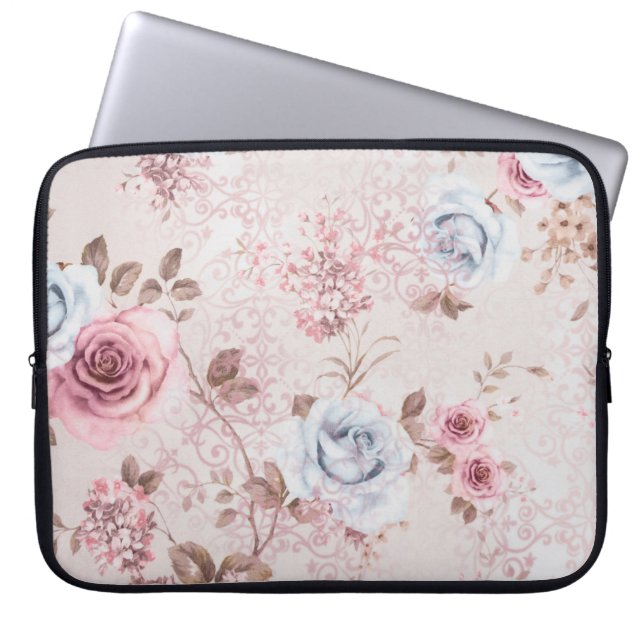 Floral patroon laptop sleeve (Voorkant)