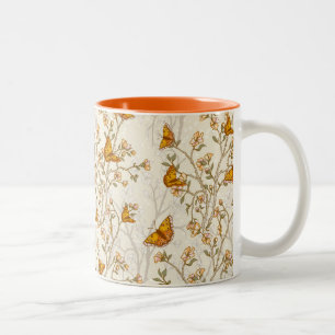 Floral Patroon met Butterflies Tweekleurige Koffiemok