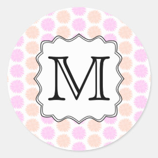  Floral Patroon met de Nota van het Monogram van d Ronde Sticker