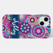 Floral Patroon met naam terugkeren Case-Mate iPhone Case (Achterkant (horizontaal))