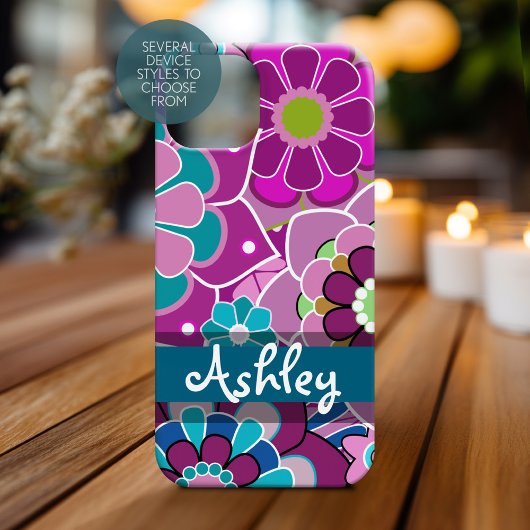 Floral Patroon met naam terugkeren Case-Mate iPhone Case