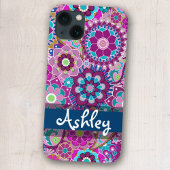 Floral Patroon met naam terugkeren Case-Mate iPhone Case