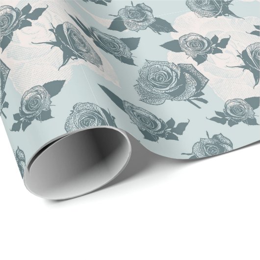 Floral patroon met roos cadeaupapier (Rol Hoek)