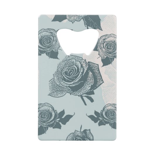 Floral patroon met roos creditkaart flessenopener (Voorkant)