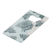 Floral patroon met roos creditkaart flessenopener (Achterkant Gekanteld)