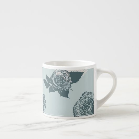 Floral patroon met roos espresso kop (Rechts)