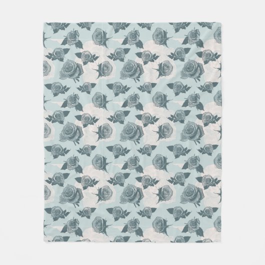 Floral patroon met roos fleece deken (Voorkant)