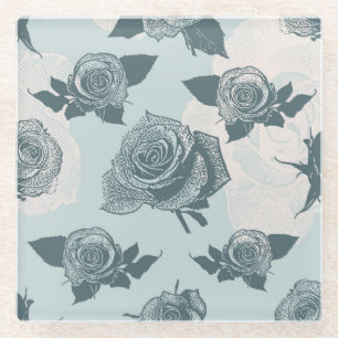 Floral patroon met roos glazen onderzetter