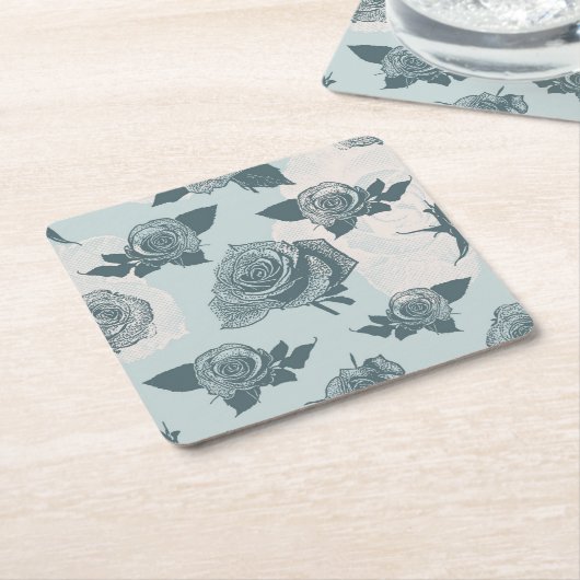 Floral patroon met roos kartonnen onderzetters (Schuin)