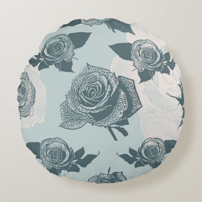 Floral patroon met roos rond kussen (Voorkant)