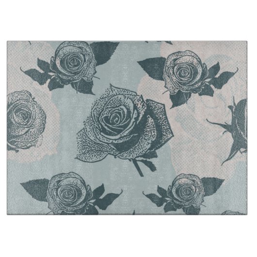 Floral patroon met roos snijplank (Voorkant)