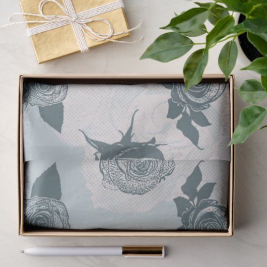 Floral patroon met roos tissuepapier (Geschenk)