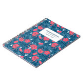 Floral Patroon Navy Fuchsia Notitieboek (Linkerzijde)