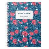 Floral Patroon Navy Fuchsia Notitieboek (Voorkant)