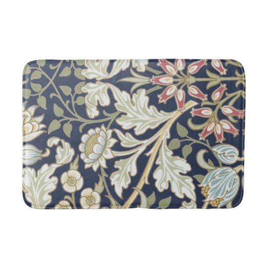  Floral Patroon op blauw Badmat (Voorkant)