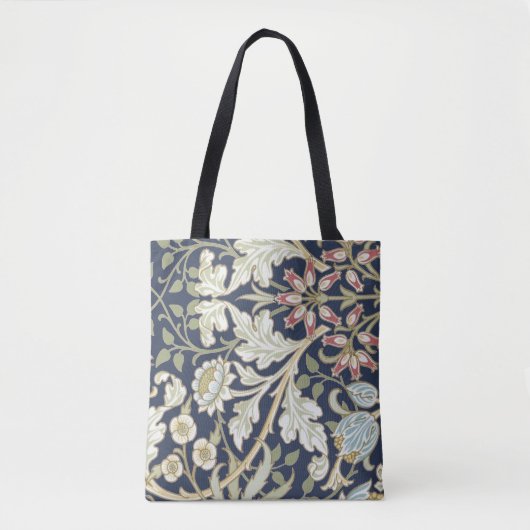  Floral Patroon op blauw Tote Bag (Voorkant)