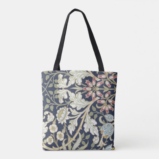  Floral Patroon op blauw Tote Bag (Achterkant)